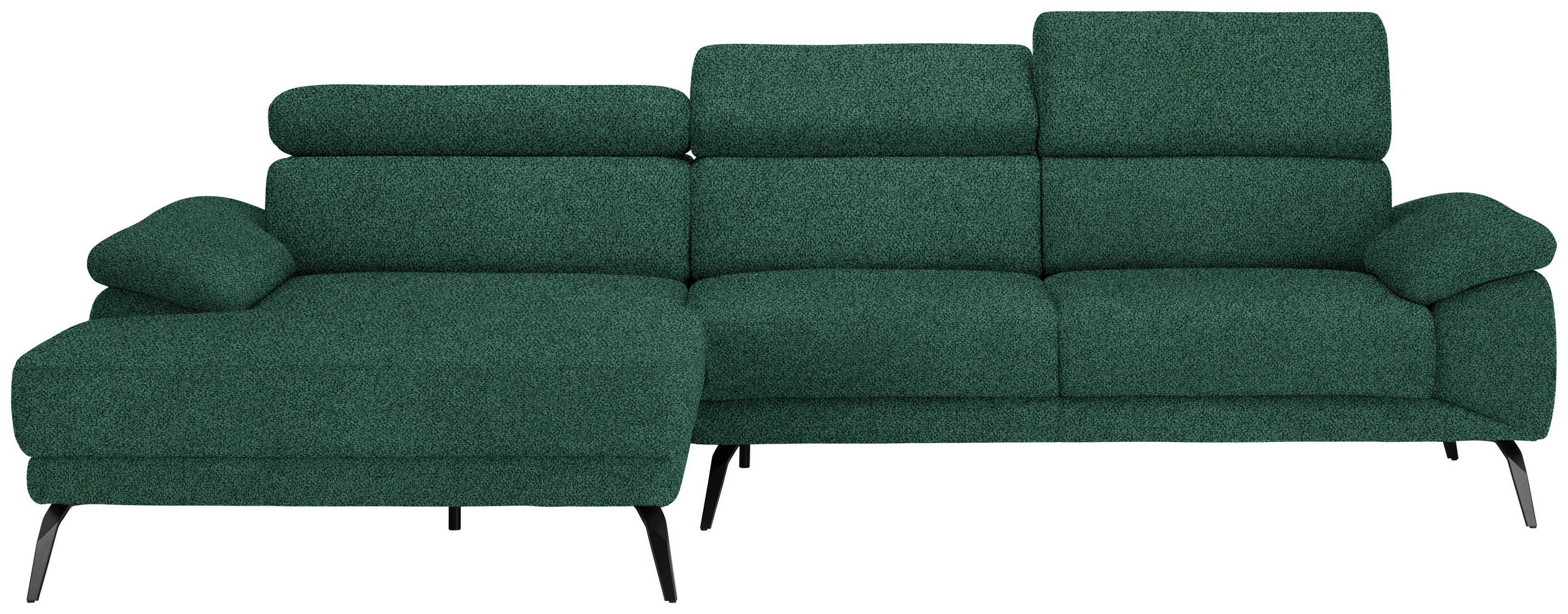 ECKSOFA in Velours Grün  - Schwarz/Grün, Design, Textil/Metall (187/295cm) - Novel
