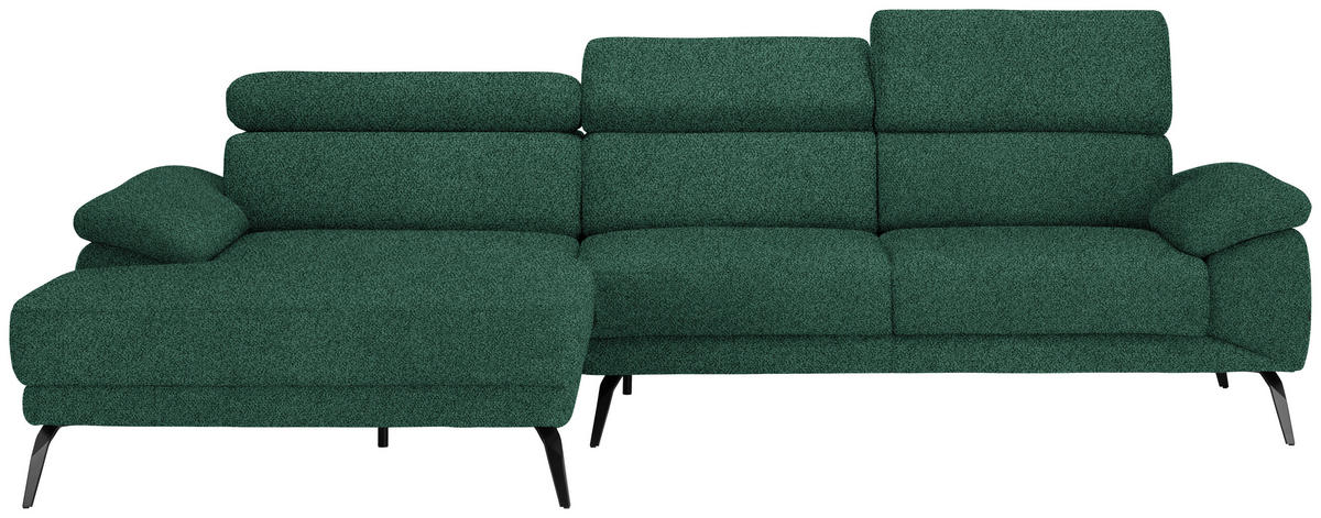 ECKSOFA in Velours Grün  - Schwarz/Grün, Design, Textil/Metall (187/295cm) - Novel