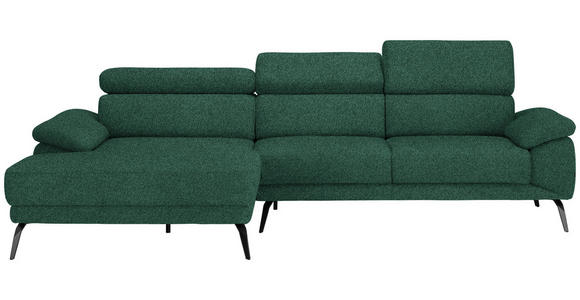 ECKSOFA in Velours Grün 187/295 cm - Schwarz/Grün, Design, Textil/Metall (187/295cm) - Novel