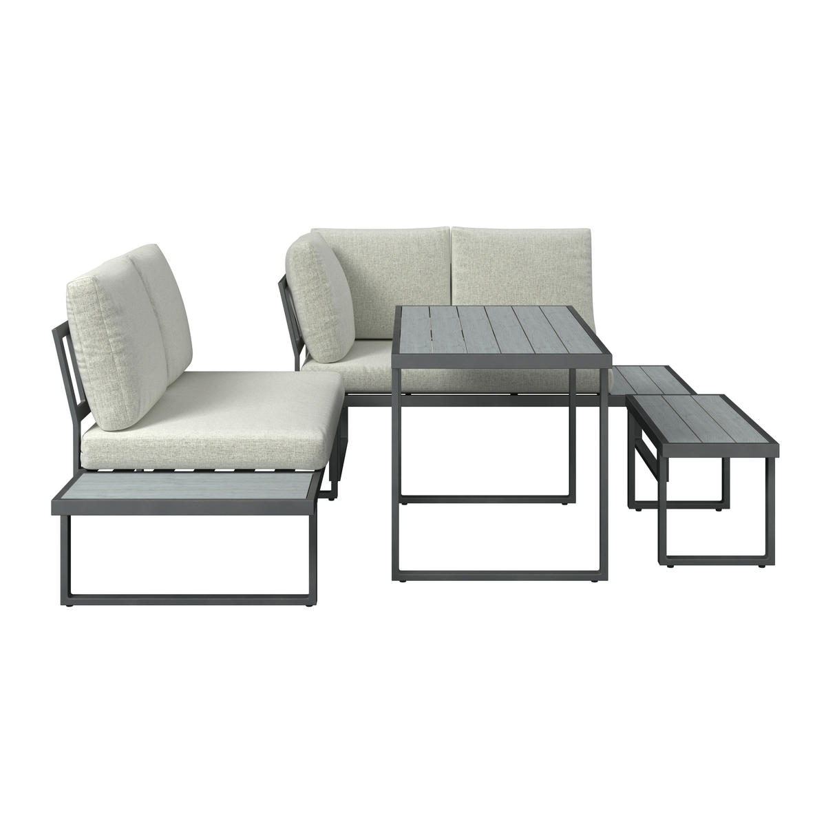 LOUNGE ÉTKEZŐGARNITÚRA 4 részes    - antracit/szürke, Design, műanyag/textil - Ambia Garden