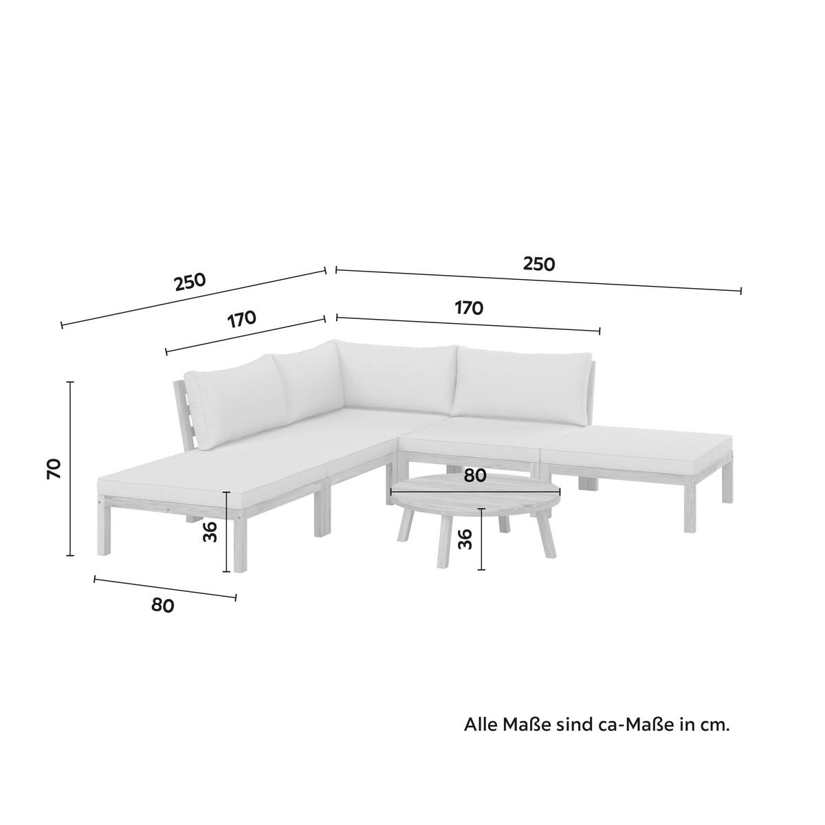BAŠTENSKA GARNITURA  - boja akacije/krem, Moderno, drvo/tekstil (250/250cm) - Bessagi Garden