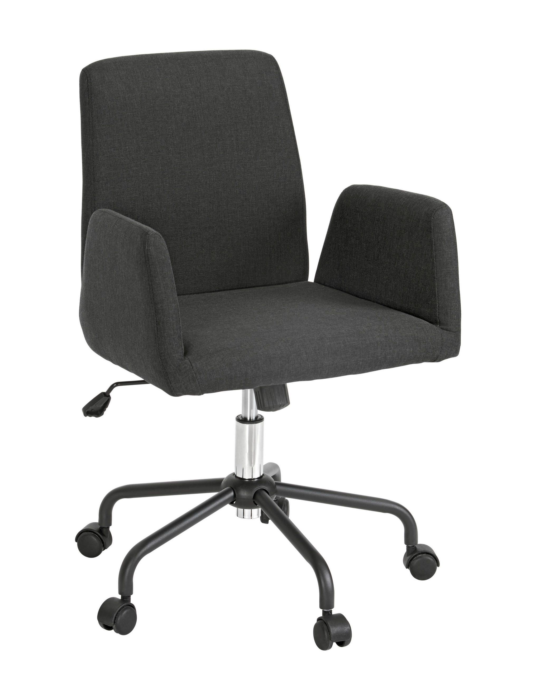 SCAUN BIROU  țesătură negru, culoare crom  - culoare crom/negru, Design, plastic/metal (58/82-90/57cm) - Carryhome