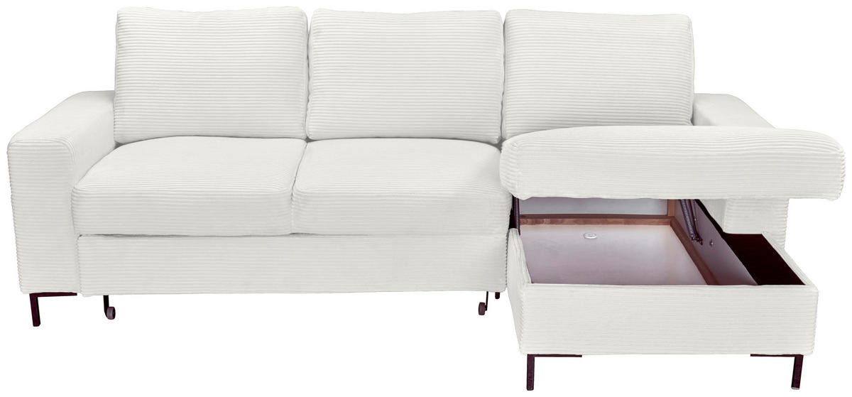 ECKSOFA Creme Cord  - Creme/Schwarz, KONVENTIONELL, Textil/Metall (240/150cm) - Carryhome