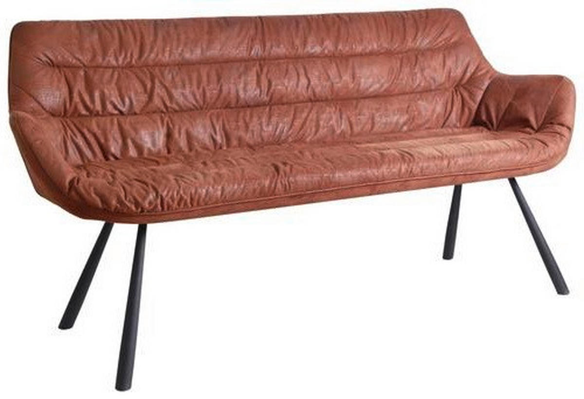 SITZBANK in Textil Braun, Schwarz  - Schwarz/Braun, Design, Textil/Metall (177,5/87,5/64cm) - Hom`in