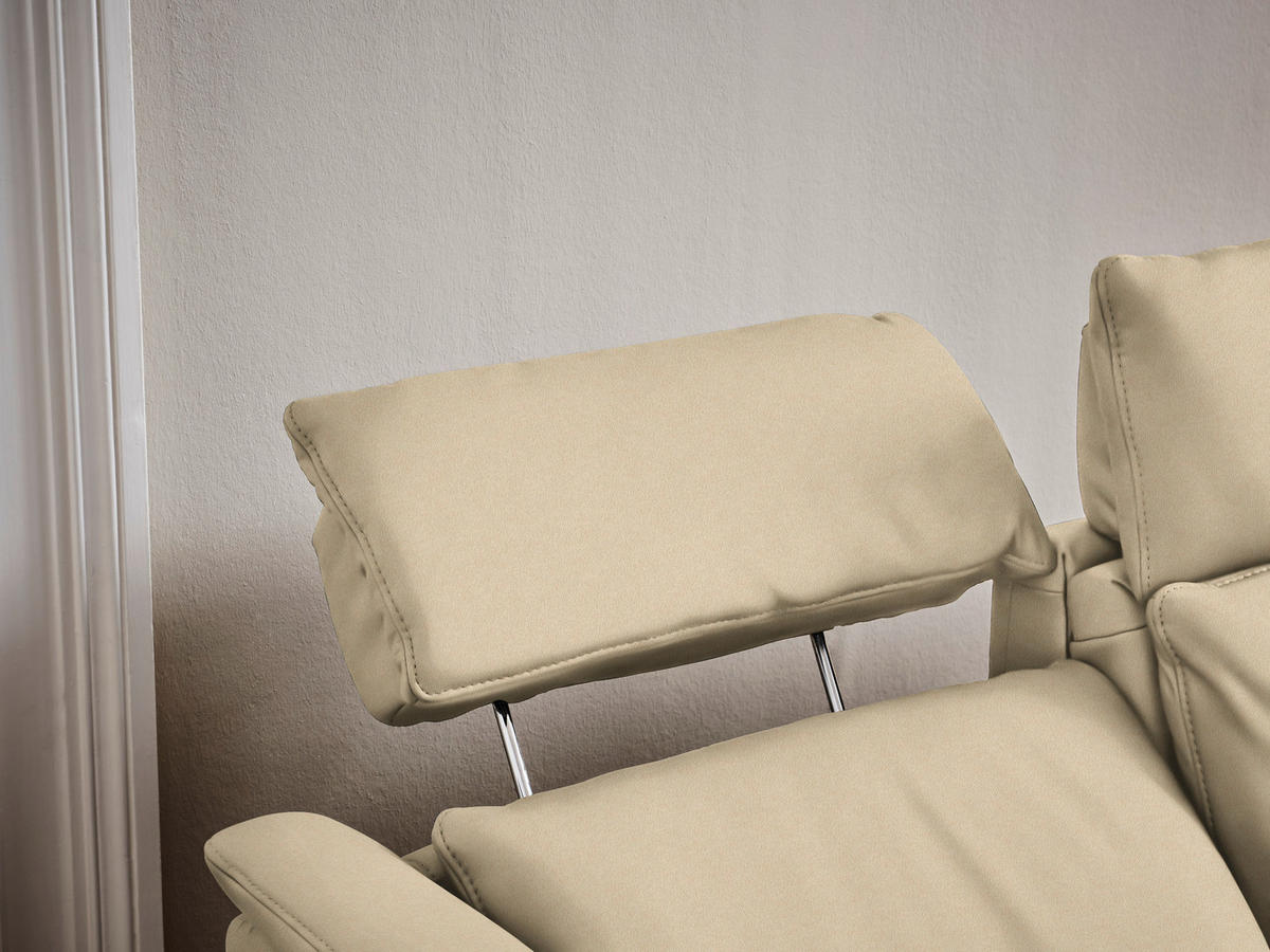 TRAPEZSOFA in Mikrofaser Ecru  - Ecru/Schwarz, Konventionell, Textil/Metall (221/103/95cm) - Dieter Knoll