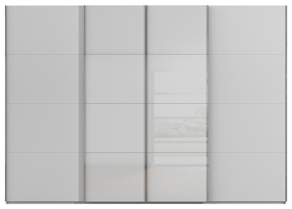 SCHWEBETÜRENSCHRANK 316/235/68 cm 4-türig Grau  - Chromfarben/Grau, KONVENTIONELL, Glas/Holzwerkstoff (316/235/68cm) - Novel