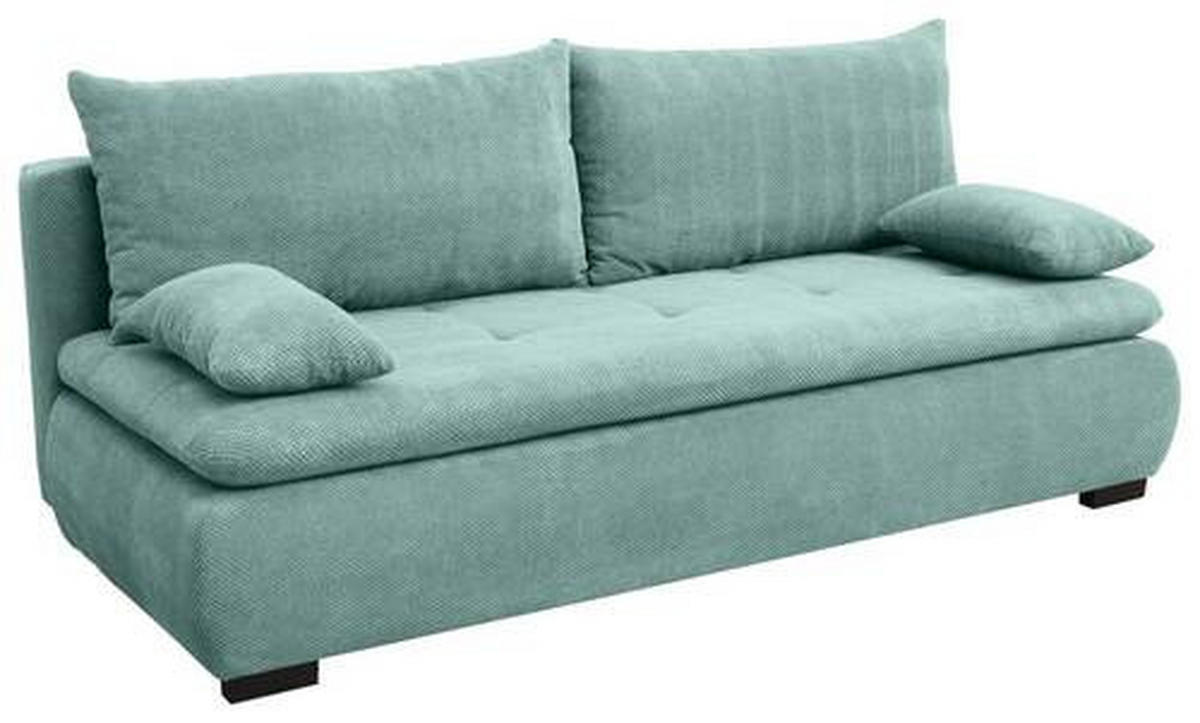 SCHLAFSOFA in Webstoff, Plüsch Mintgrün  - Schwarz/Mintgrün, Konventionell, Textil (203/72-96/98cm) - Novel