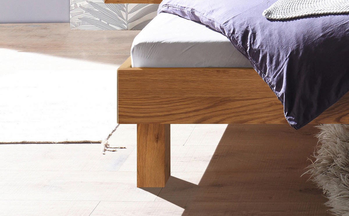 BETT 100/200 cm  in Wildeiche   - Wildeiche/Eichefarben, Natur, Holz (100/200cm) - Hasena