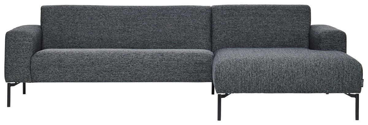 ECKSOFA in Flachgewebe Anthrazit  - Anthrazit/Schwarz, Design, Textil/Metall (264/168cm) - Johann Jakob