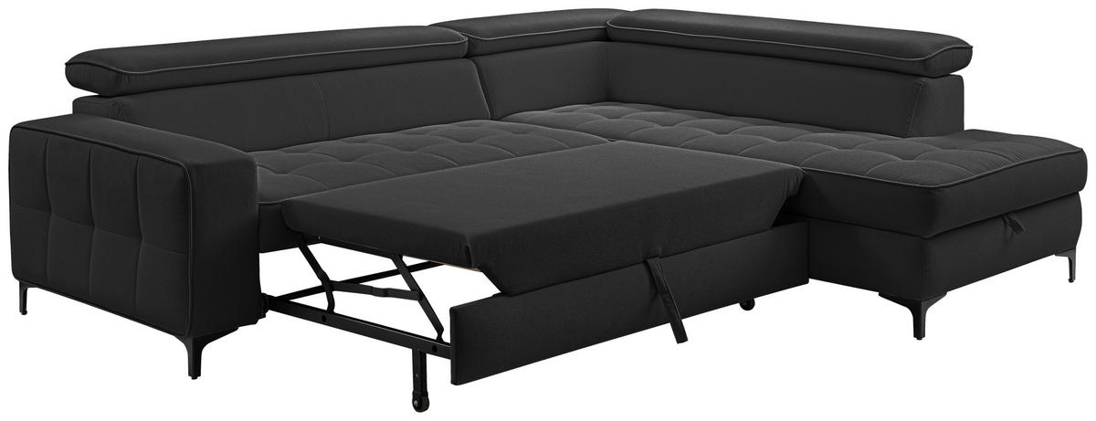 ECKSOFA  in Struktur Anthrazit  251/203 cm  - Anthrazit/Schwarz, Design, Textil/Metall (251/203cm) - MID.YOU
