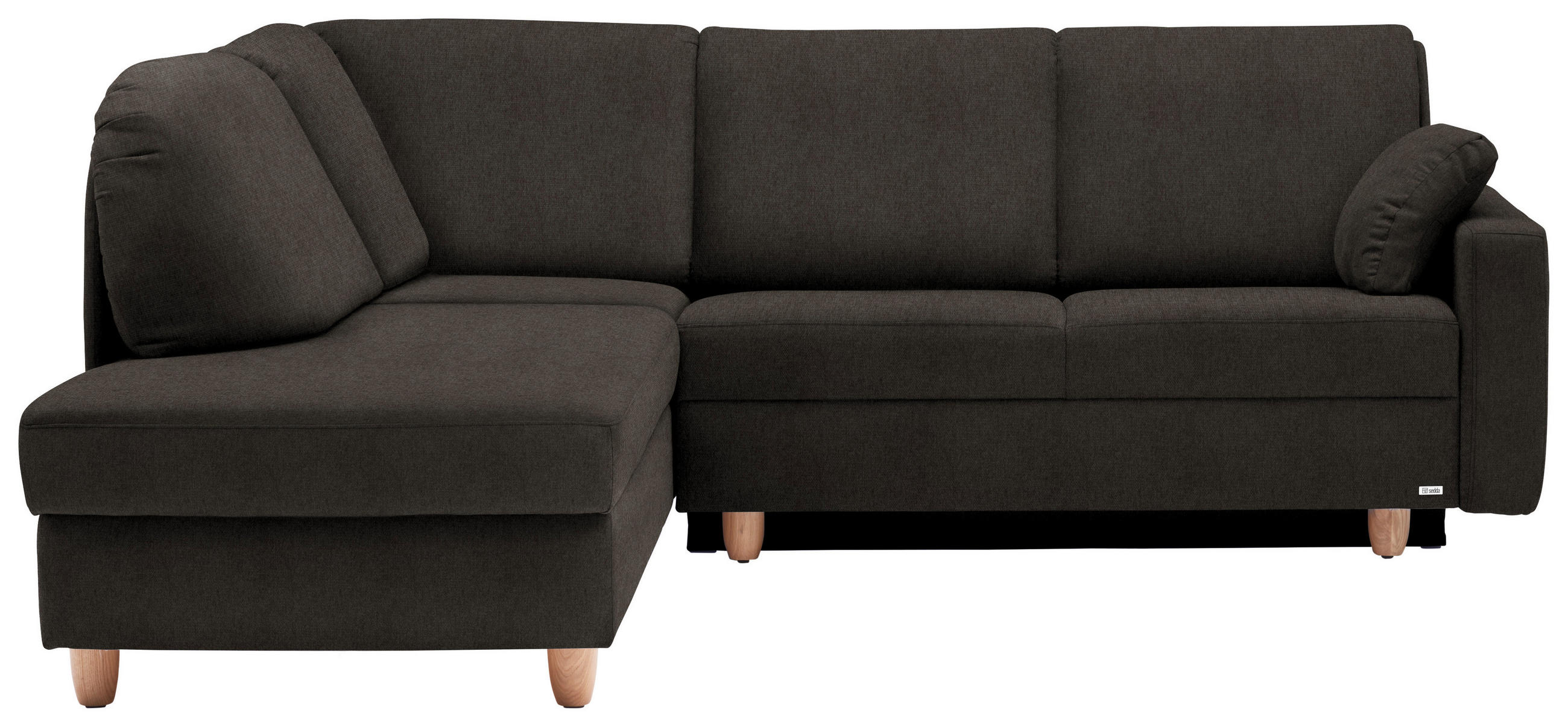 ECKSOFA in Flachgewebe Braun  208/227 cm  - Eichefarben/Rot, KONVENTIONELL, Holz/Textil (208/227cm) - Sedda