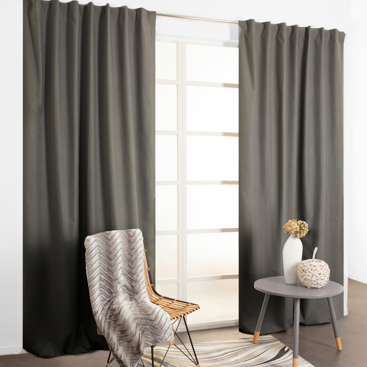 FERTIGVORHANG  black-out (lichtundurchlässig)   135/280 cm  - Anthrazit, Basics, Textil (135/280cm)