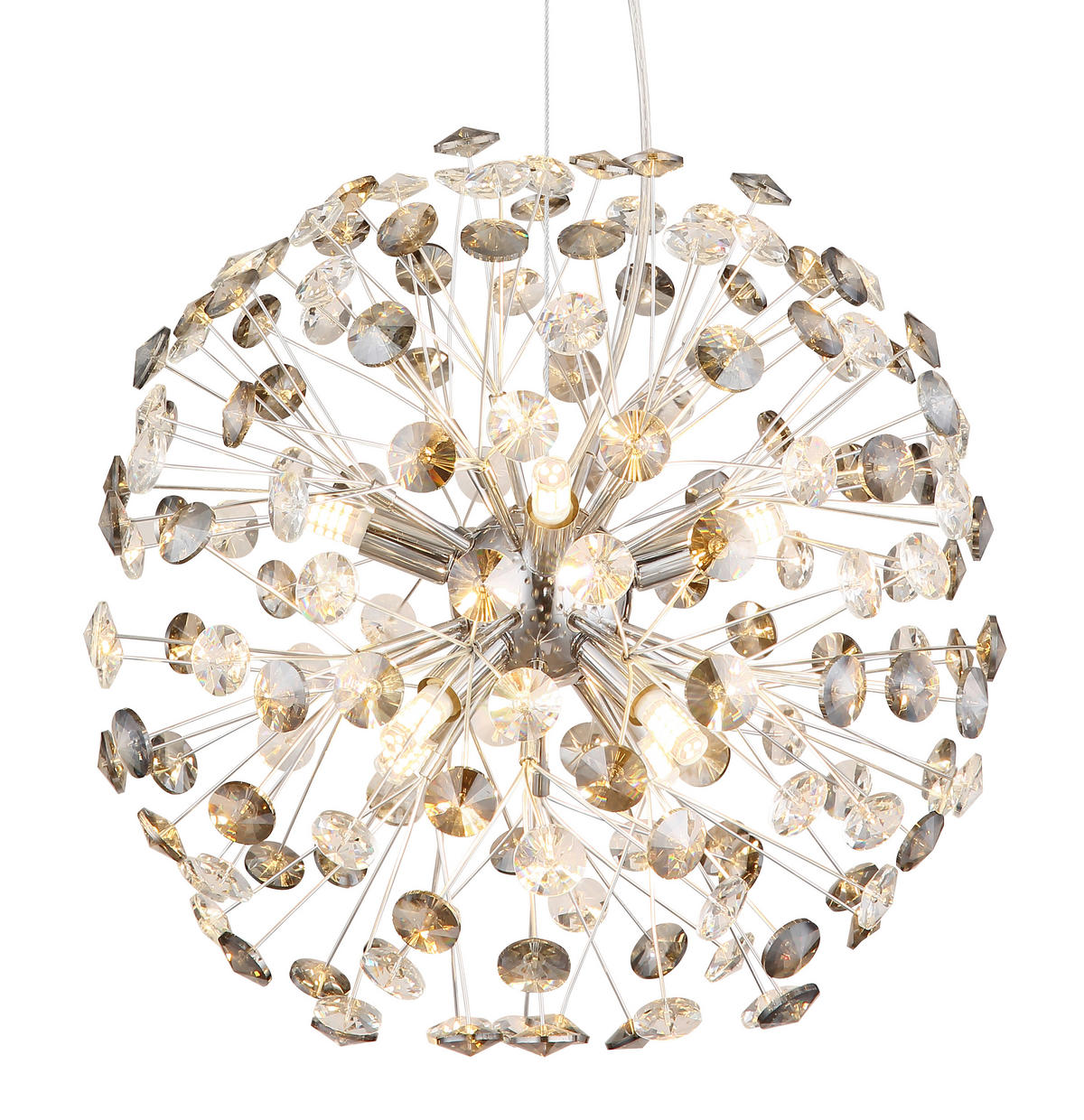 KŘIŠŤÁLOVÉ ZÁVĚSNÉ SVÍTIDLO, 40/150 cm  - šedá/průhledné, Lifestyle, kov/plast (40/150cm) - Globo