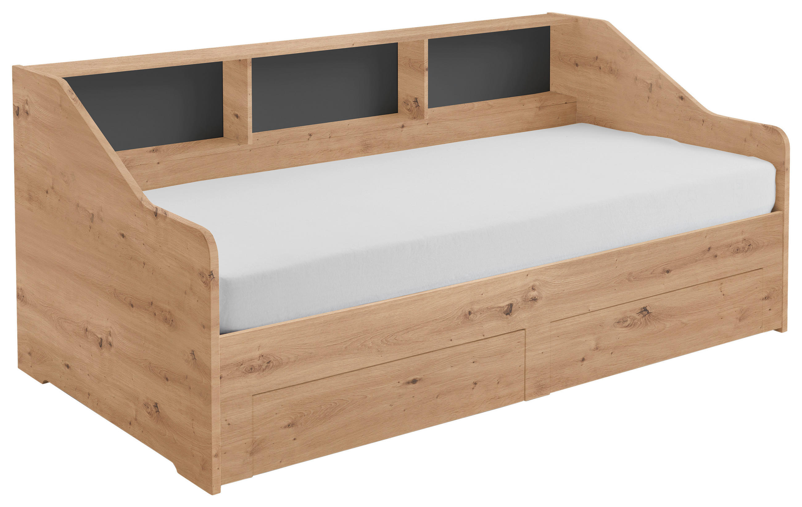 AUSZIEHBETT 90-180/200 cm  in Dunkelgrau, Eiche Artisan  - Dunkelgrau/Buchefarben, Konventionell, Holzwerkstoff (90-180/200cm) - Carryhome