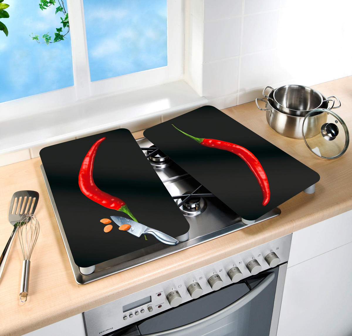 HERDABDECKPLATTE  - Design, Glas/Kunststoff (30/1,8-4,5/52cm) - Wenko