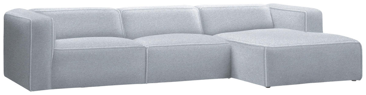 ECKSOFA in Webstoff Hellgrau  - Hellgrau/Schwarz, Design, Kunststoff/Textil (332/163cm) - Stylife