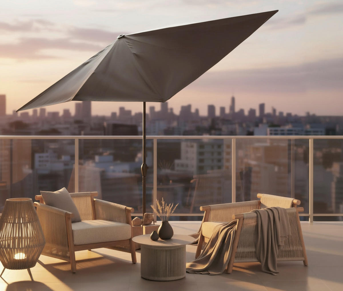 SONNENSCHIRM  300/200 cm  - Anthrazit, Design, Textil/Metall (300/200cm) - Dieter Knoll