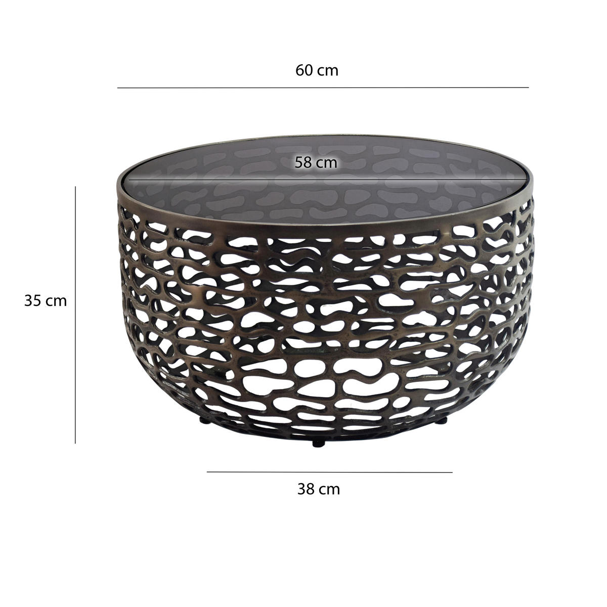 COUCHTISCH in Metall 60/60/35 cm  - Schwarz, Design, Glas/Metall (60/60/35cm) - MID.YOU
