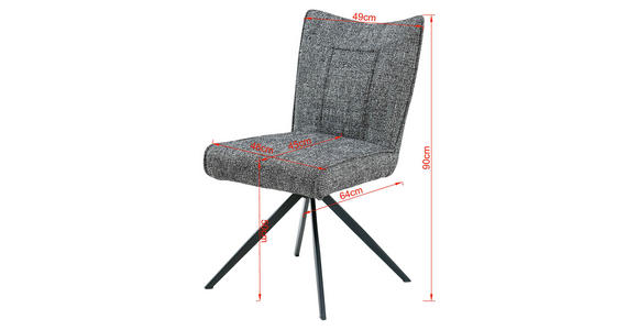 STUHL  in Eisen Webstoff Metall, Textil  - Dunkelgrau/Schwarz, Design, Textil/Metall (49/89/66cm) - Carryhome