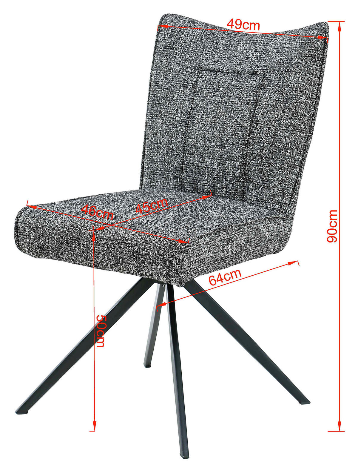 STOL järn vävt tyg  - mörkgrå/svart, Design, metall/textil (49/89/66cm) - Carryhome