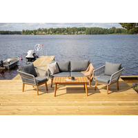 LOUNGEGARNITUR 4-teilig   Akazie Aluminium  - Grau/Akaziefarben, KONVENTIONELL, Holz/Textil (164/75null) - Gardenson