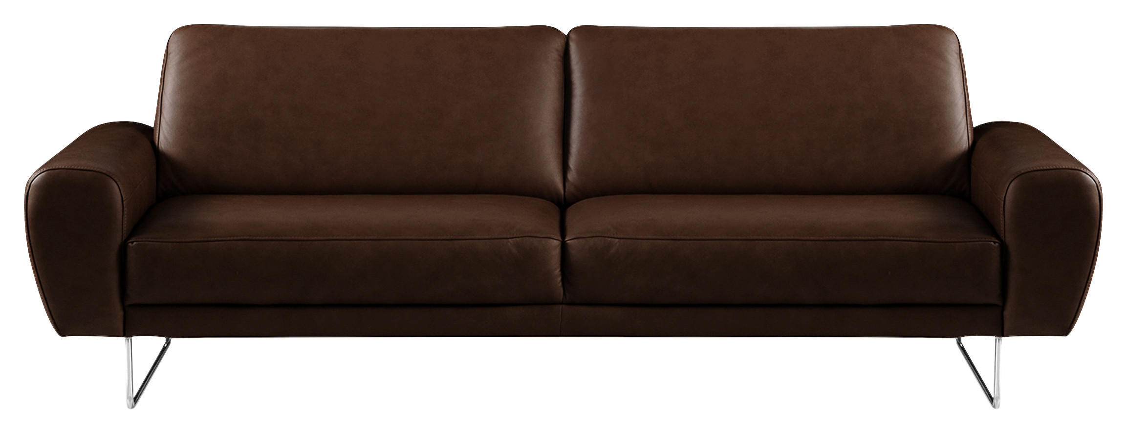 3-SITZER-SOFA Echtleder Dunkelbraun  - Chromfarben/Dunkelbraun, Design, Leder/Metall (207/85/92cm) - Livetastic