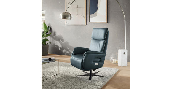 RELAXSESSEL in Leder Graublau  - Graublau/Schwarz, Design, Leder/Metall (70/117/85cm) - Dieter Knoll