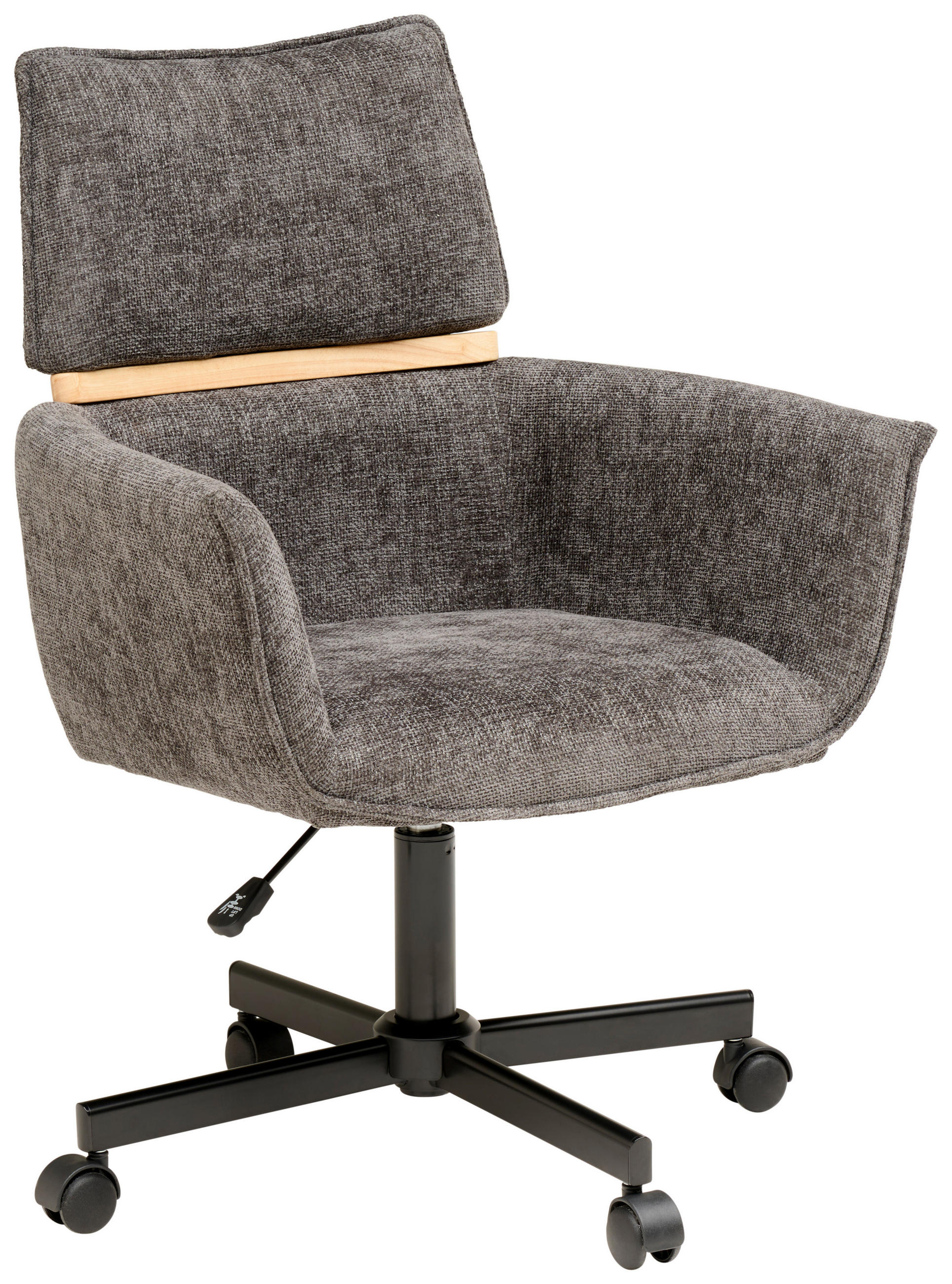 CHEFSESSEL Webstoff Dunkelgrau  - Dunkelgrau/Schwarz, MODERN, Holz/Kunststoff (62/86/56cm) - MID.YOU