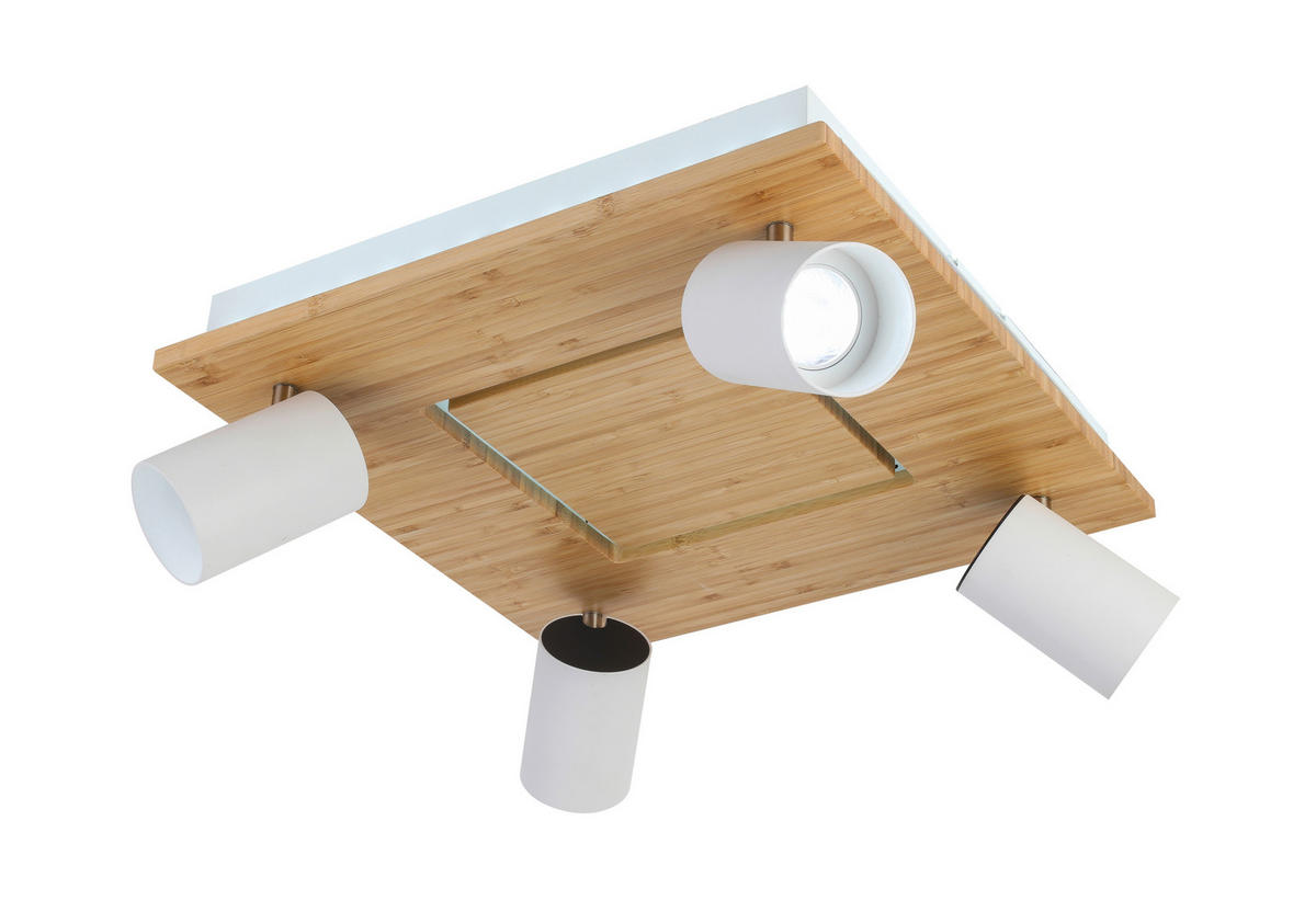 LED-STRAHLER - Weiss/Schwarz, Konventionell, Naturmaterialien/Kunststoff (40/40/14cm) - Novel