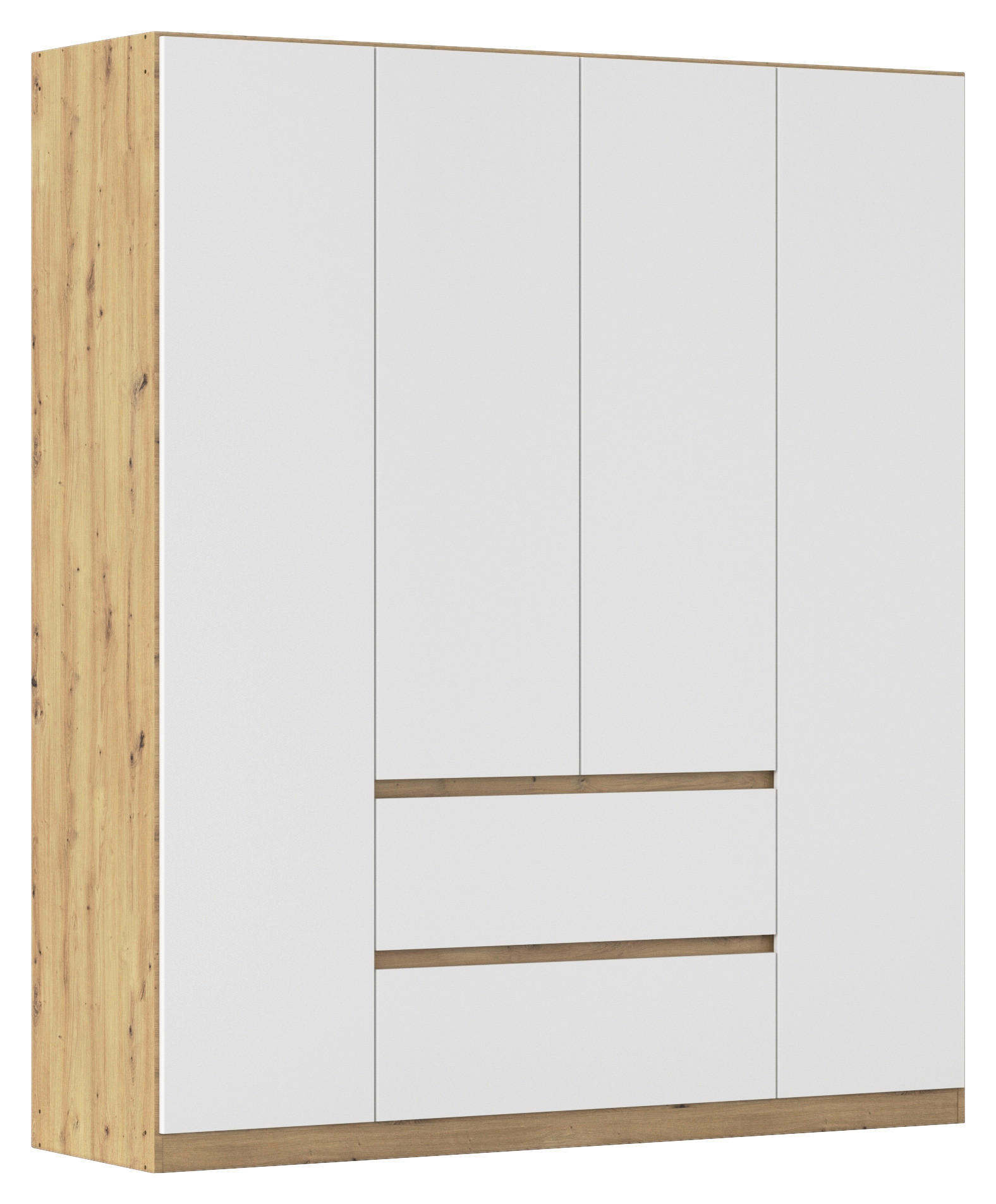 Drehtürenschrank mit Schublade 181 cm Mainz, Weiß/Eiche