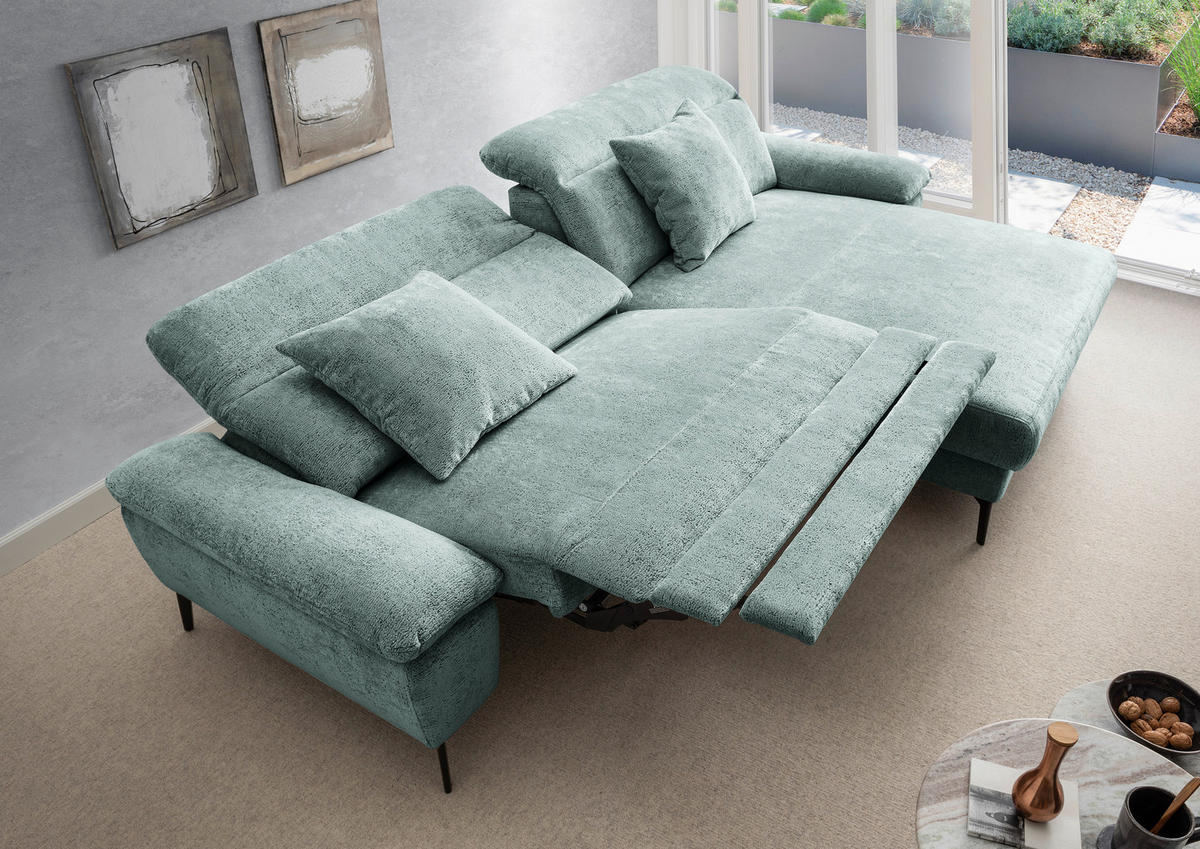 ECKSOFA CANCELLI Chenille Zierkissen, Relaxfunktion  - Schwarz, KONVENTIONELL, Textil/Metall (300/178cm) - Livetastic