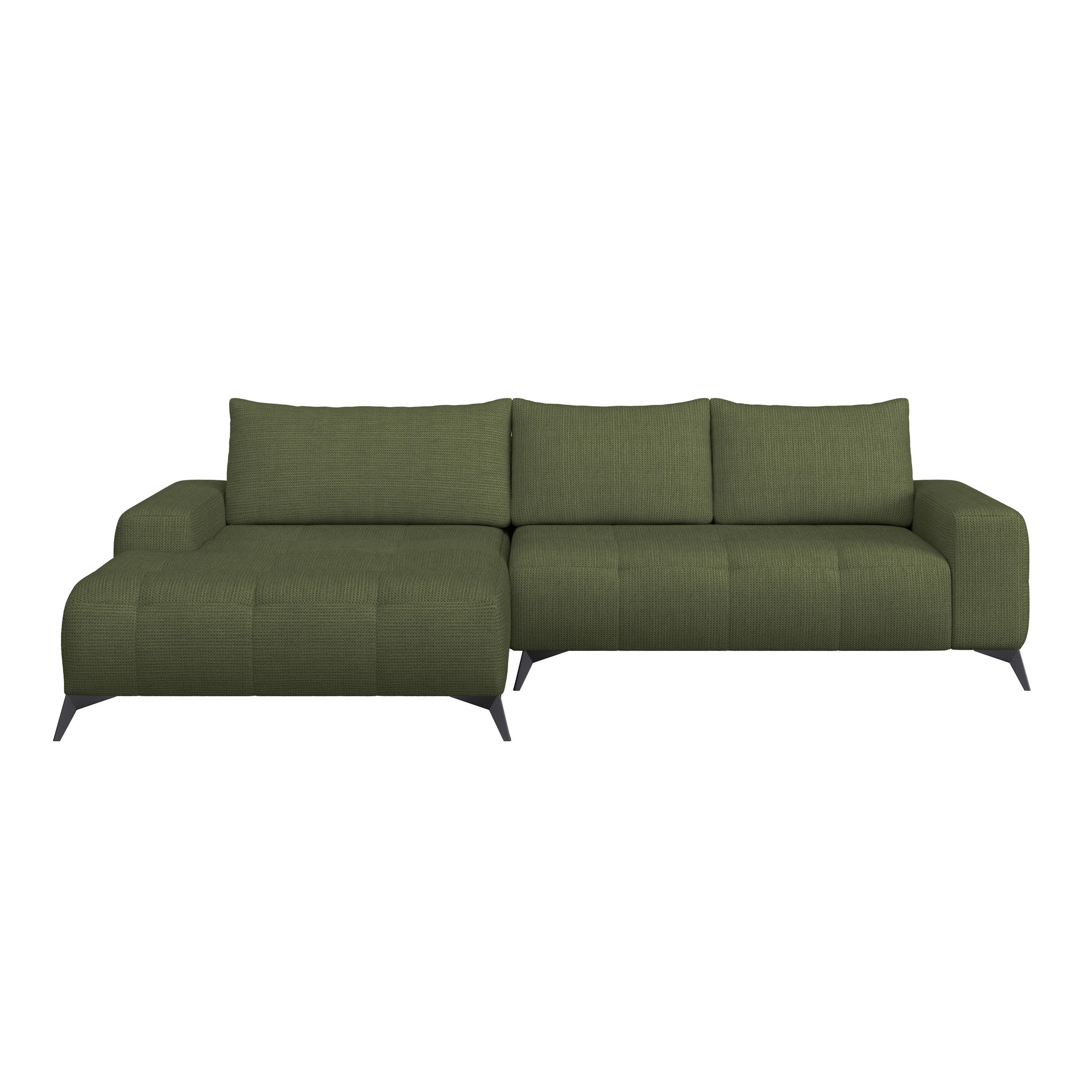ECKSOFA MAURO Waldgrün Flachgewebe  - Waldgrün/Schwarz, Trend, Textil/Metall (175/290cm) - MID.YOU