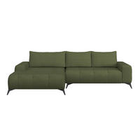 ECKSOFA MAURO Waldgrün Flachgewebe  - Waldgrün/Schwarz, Trend, Textil/Metall (175/290cm) - MID.YOU