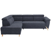 ECKSOFA in Bouclé Dunkelblau  200/265 cm  - Naturfarben/Dunkelblau, KONVENTIONELL, Holz/Textil (200/265cm) - Stylife