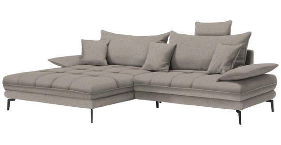 ECKSOFA in Webstoff Hellbraun 176/292 cm - Hellbraun/Schwarz, MODERN, Textil/Metall (176/292cm) - Carryhome