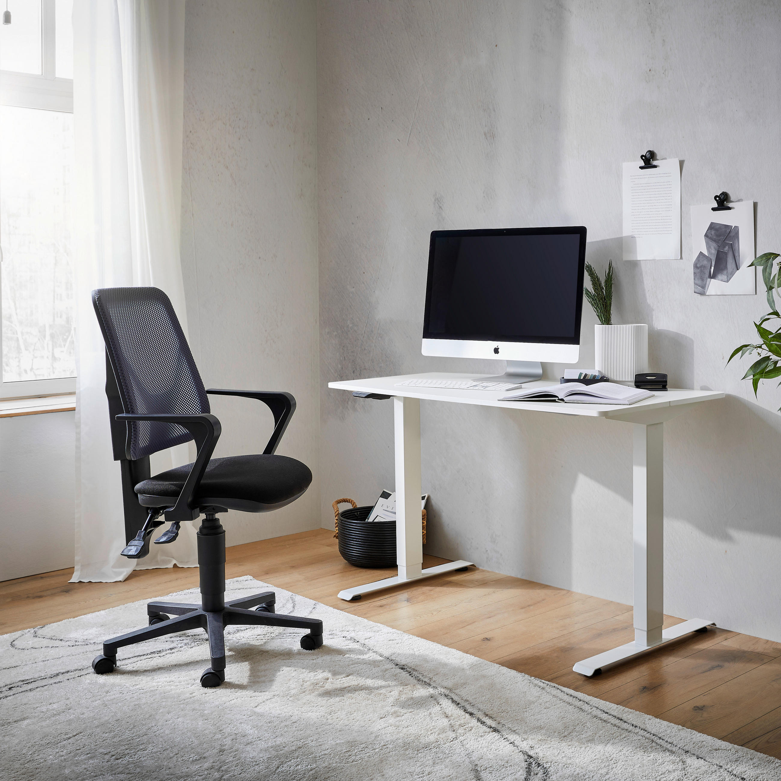 SCHREIBTISCH höhenverstellbar - Weiß, MODERN, Holzwerkstoff/Metall (120/60/68,8-118,5cm) - Livetastic