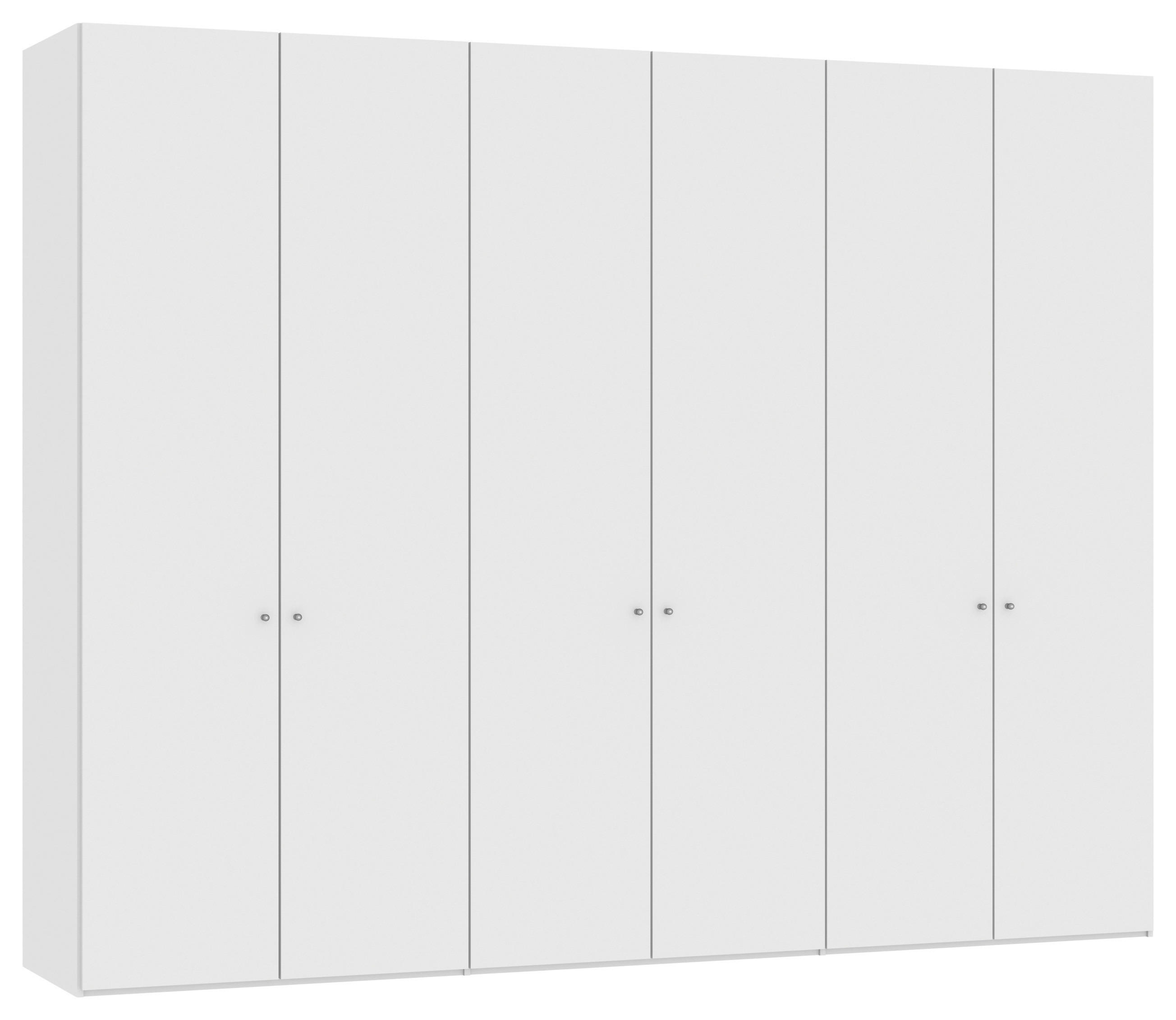 DREHTÜRENSCHRANK 6-türig Weiß, Weiß Hochglanz  - Weiß Hochglanz/Silberfarben, Design, Holzwerkstoff/Metall (303/236/59cm) - Jutzler