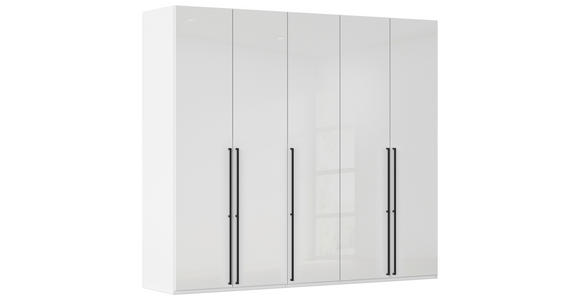 DREHTÜRENSCHRANK 251/235/61 cm,  in Weiß, Weiß Hochglanz, 5-türig  - Weiß Hochglanz/Schwarz, Basics, Holzwerkstoff/Metall (251/235/61cm) - Novel