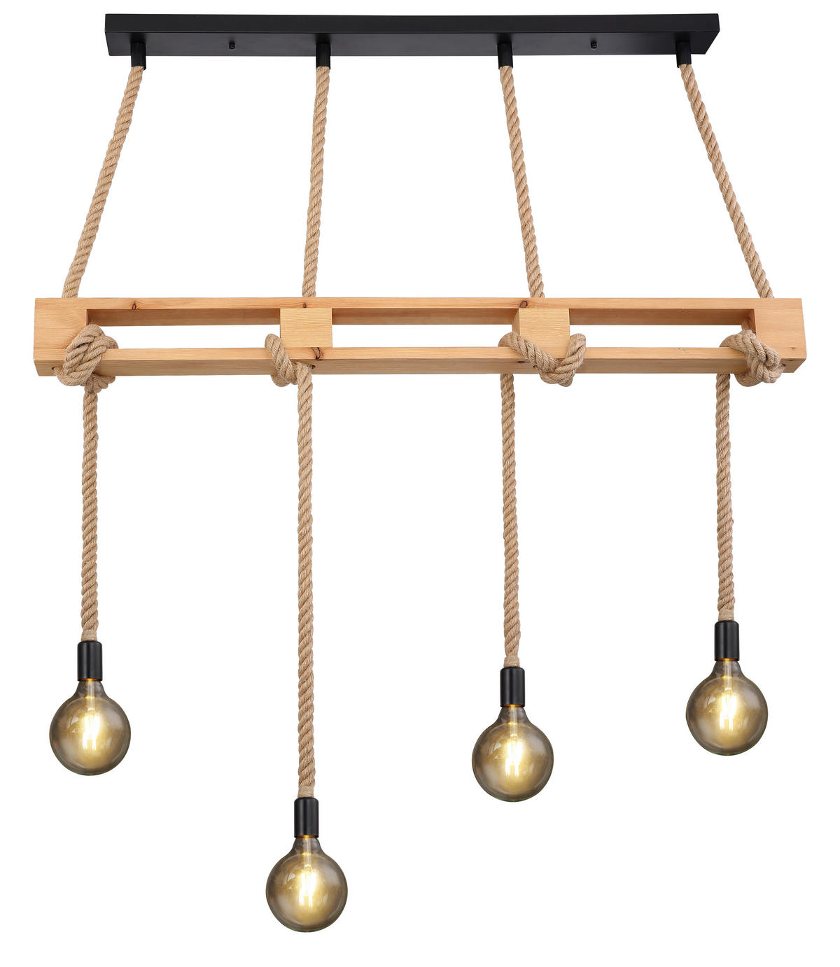 HÄNGELEUCHTE 120/10/120 cm   - Schwarz/Braun, Basics, Naturmaterialien/Holz (120/10/120cm) - Globo