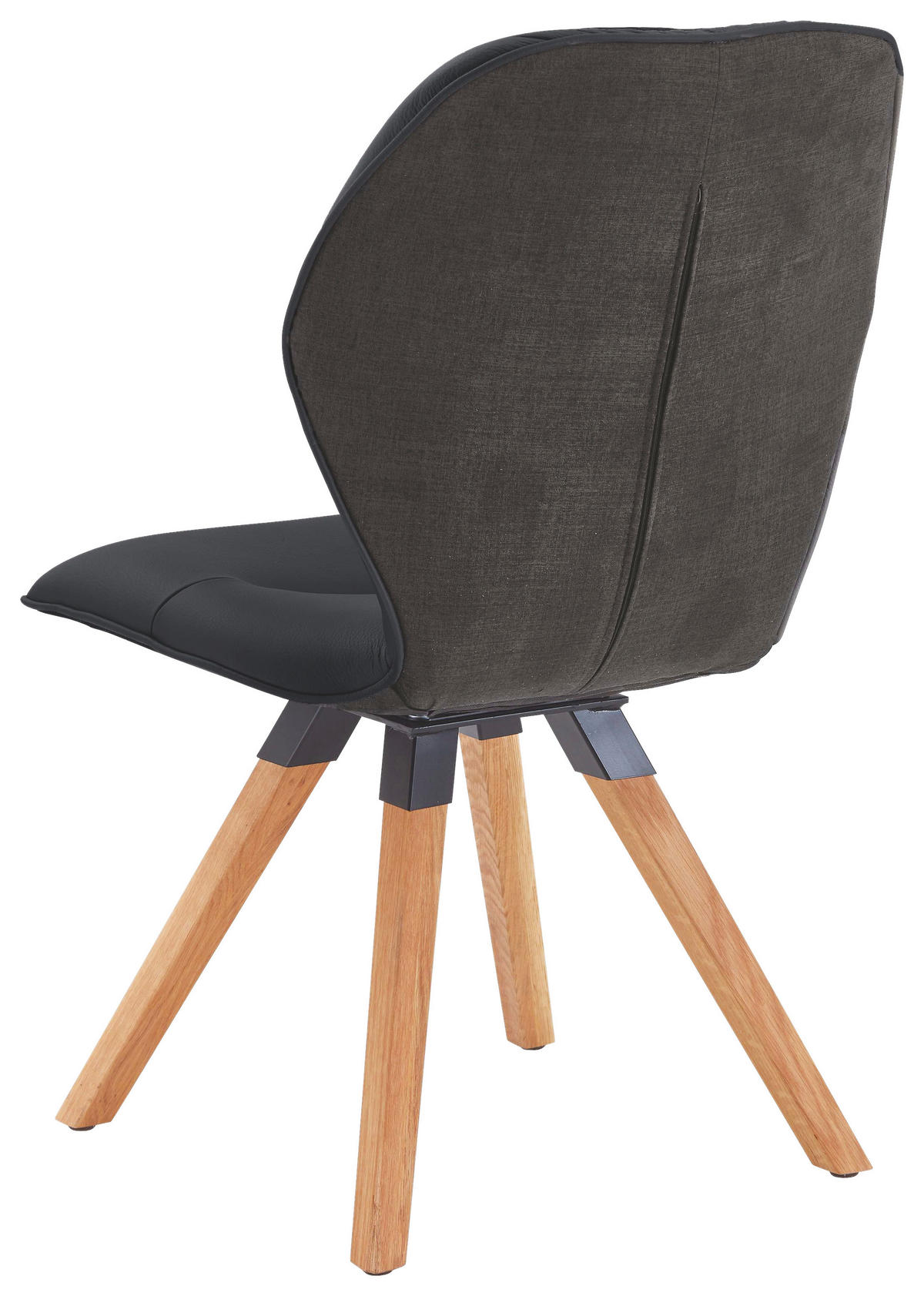 STUHL  in Echtleder pigmentiert  - Wildeiche/Graphitfarben, Design, Leder/Holz (62/91/59cm) - Valdera