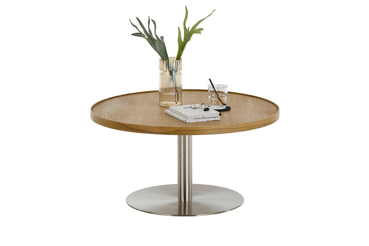 COUCHTISCH in Holz, Metall, Holzwerkstoff 80/80/40 cm  - Edelstahlfarben/Eichefarben, Design, Holz/Holzwerkstoff (80/80/40cm) - Novel