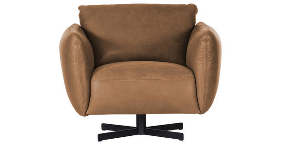 SESSEL in Mikrofaser Cognac  - Cognac/Schwarz, KONVENTIONELL, Textil/Metall (100/80/90cm) - Carryhome