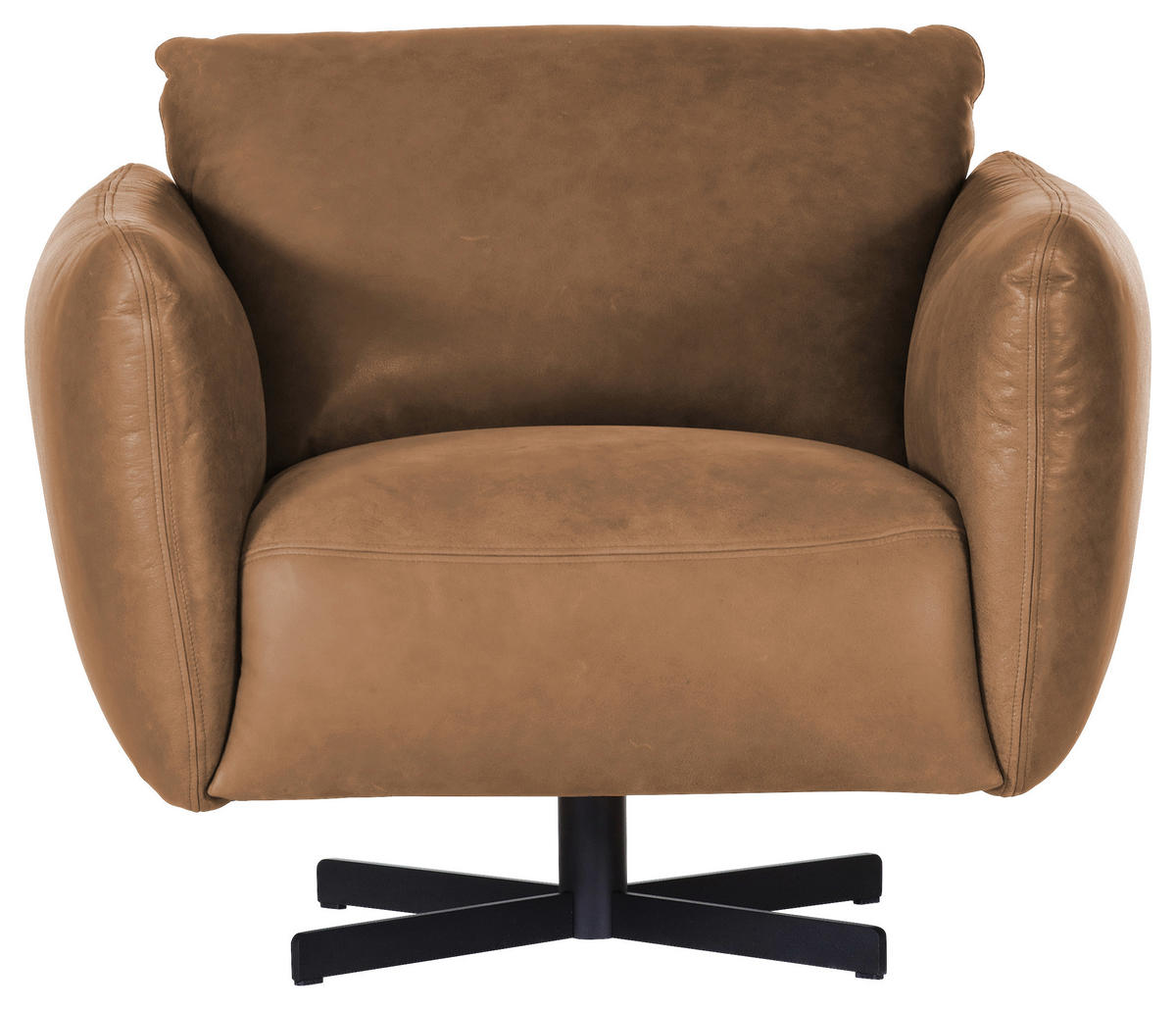 SESSEL in Mikrofaser Cognac  - Cognac/Schwarz, KONVENTIONELL, Textil/Metall (100/80/90cm) - Carryhome