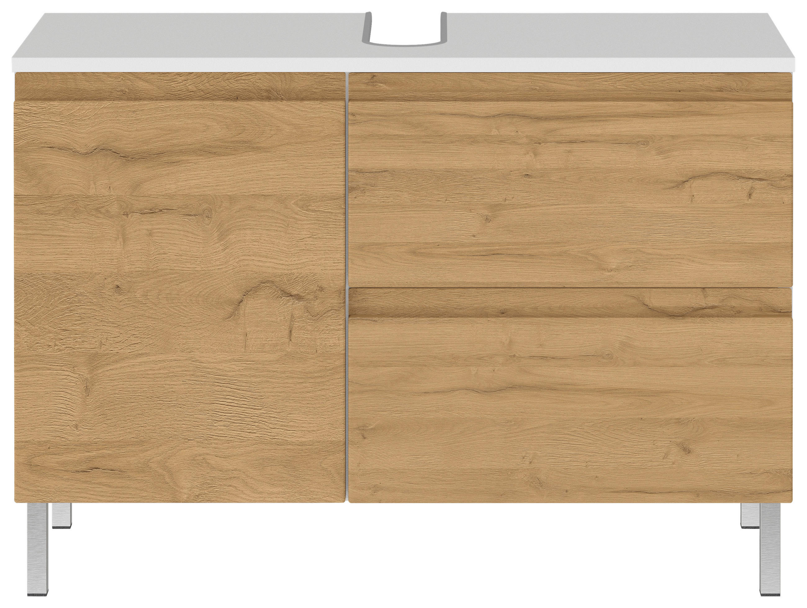 WASCHBECKENUNTERSCHRANK 80/56/34 cm  - Chromfarben/Eichefarben, MODERN, Holzwerkstoff/Metall (80/56/34cm) - Germania
