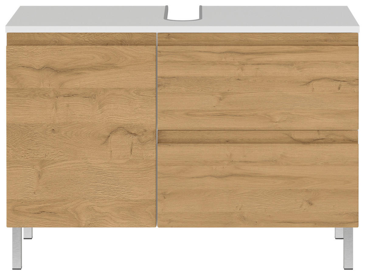 WASCHBECKENUNTERSCHRANK 80/56/34 cm  - Chromfarben/Eichefarben, MODERN, Holzwerkstoff/Metall (80/56/34cm) - Germania