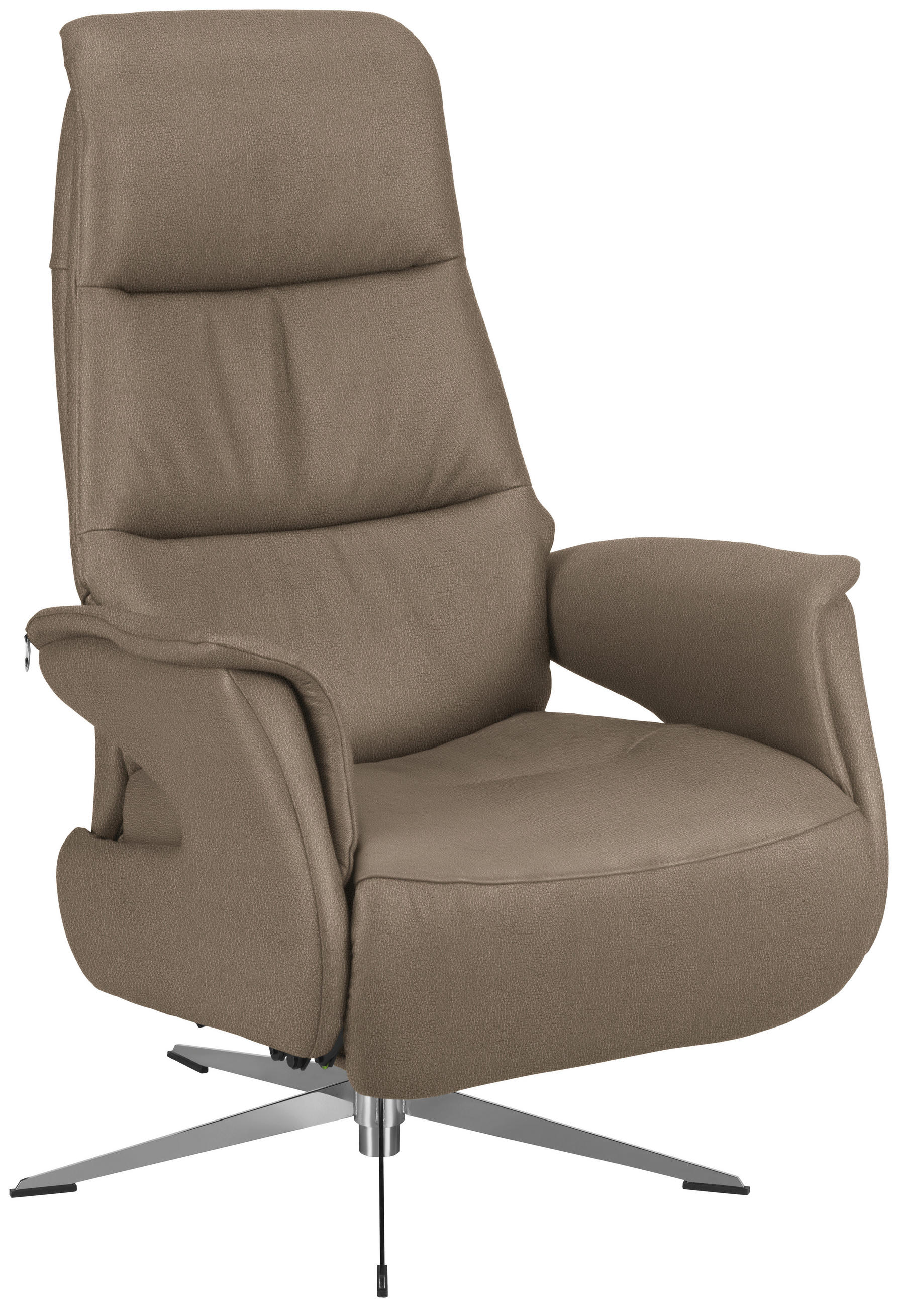 RELAXSESSEL in Leder Beige  - Chromfarben/Beige, Design, Leder/Metall (74/108/86cm) - Welnova