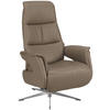 RELAXSESSEL in Leder Beige  - Chromfarben/Beige, Design, Leder/Metall (74/108/86cm) - Welnova