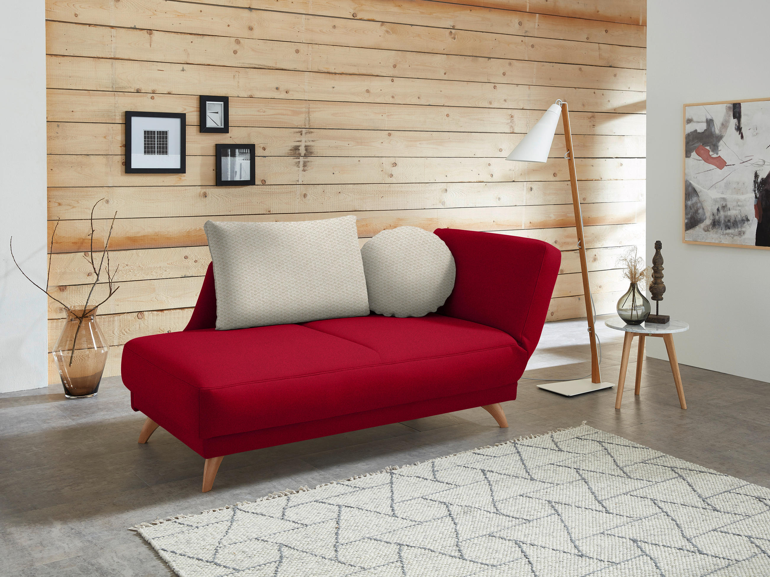 RÉCAMIERE in Flachgewebe Rot - Beige/Rot, Design, Holz/Textil (205/87/94cm) - Bali