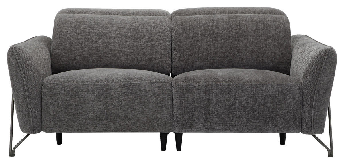 3-SITZER-SOFA Flachgewebe Dunkelgrau  - Dunkelgrau/Schwarz, Lifestyle, Textil/Metall (198/83/107/111cm) - Livetastic