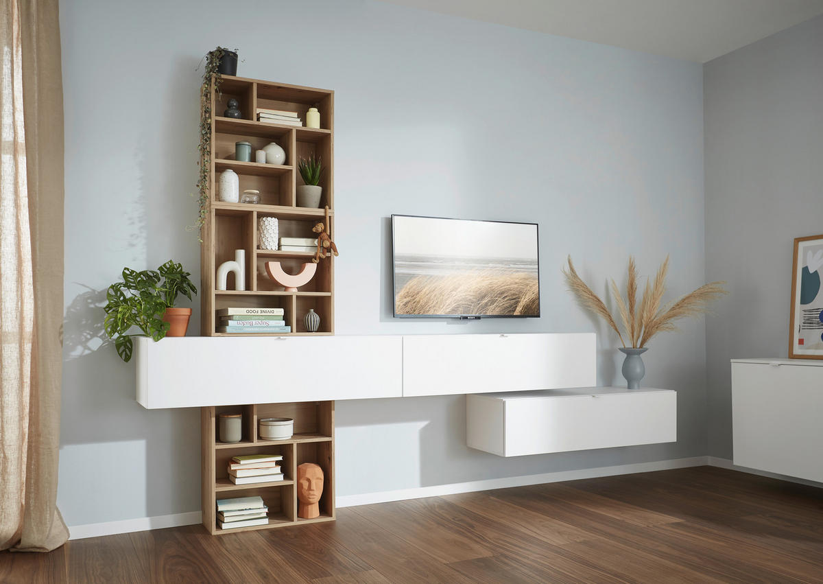 TV-ELEMENT Holzwerkstoff Weiß  - Schwarz/Weiß, Design, Holzwerkstoff/Kunststoff (120/31/40cm) - Ti'me